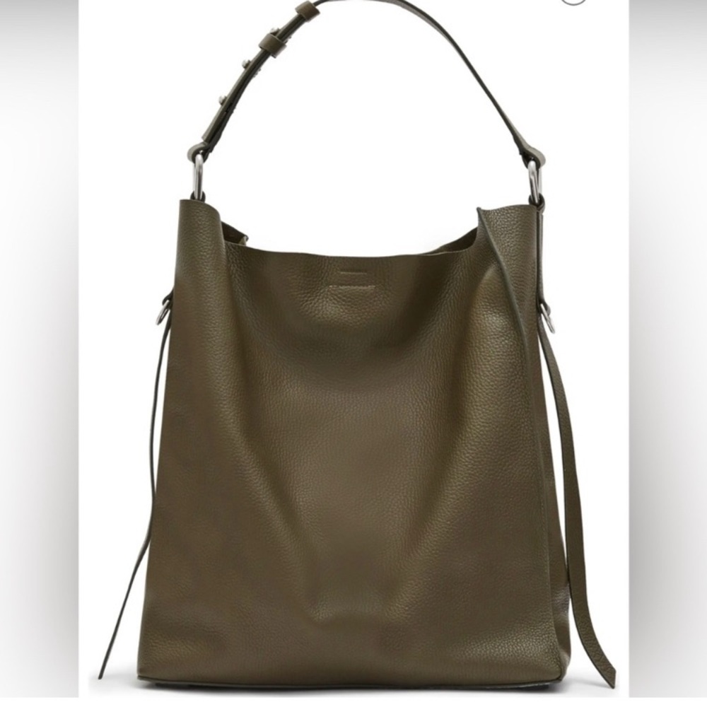 All Saints Captain Leather Tote bag，Olive Green